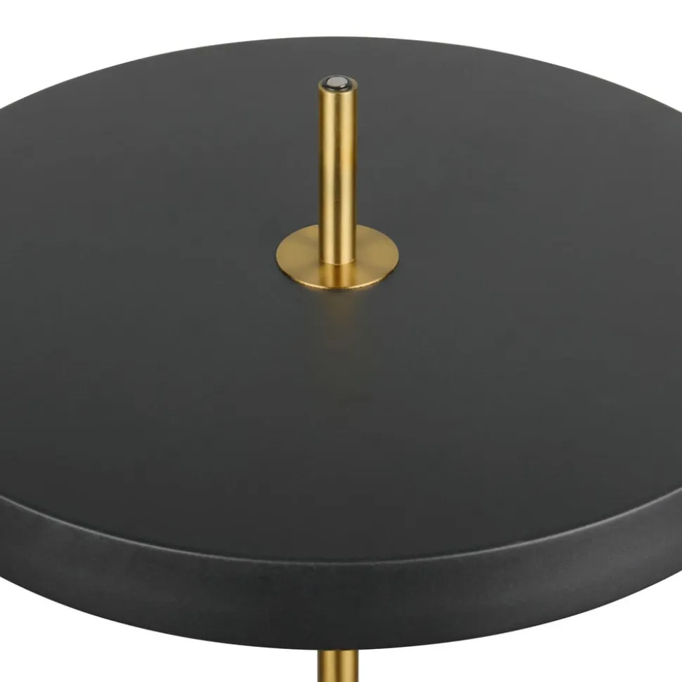 LED-gulvlampe Keaton, sort/guldfarvet, højde 138 cm, CCT