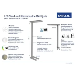 LED-gulvlampe MAULjuvis, sølv, 196 cm, dæmpbar fod