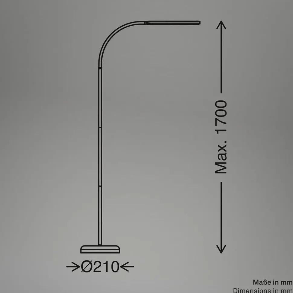 LED-gulvlampe Mura, hvid, højde 170 cm, metal, touch-dimmer