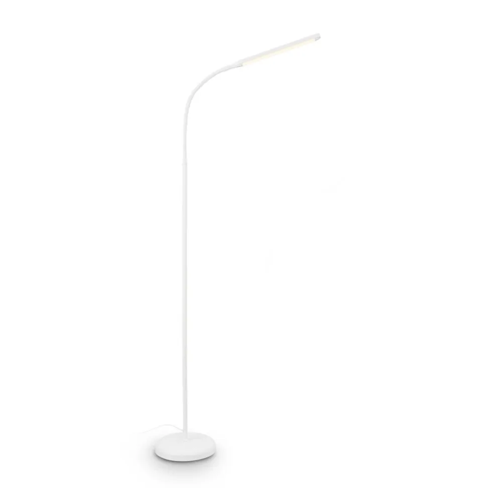 LED-gulvlampe Mura, hvid, højde 170 cm, metal, touch-dimmer