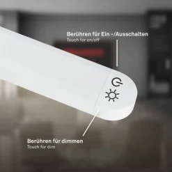 LED-gulvlampe Mura, hvid, højde 170 cm, metal, touch-dimmer