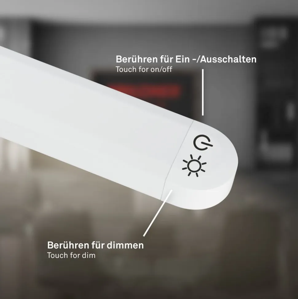 LED-gulvlampe Mura, hvid, højde 170 cm, metal, touch-dimmer