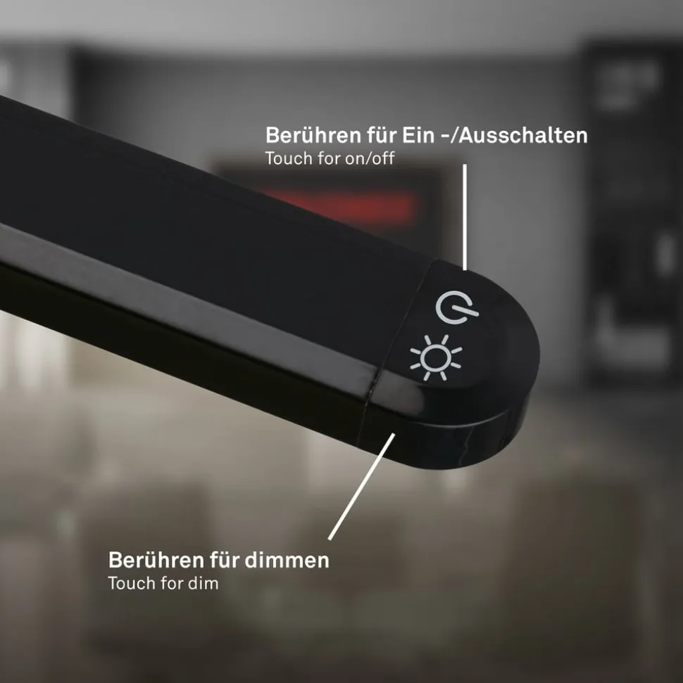 LED-gulvlampe Mura, sort, højde 170 cm, metal Touchdimmer
