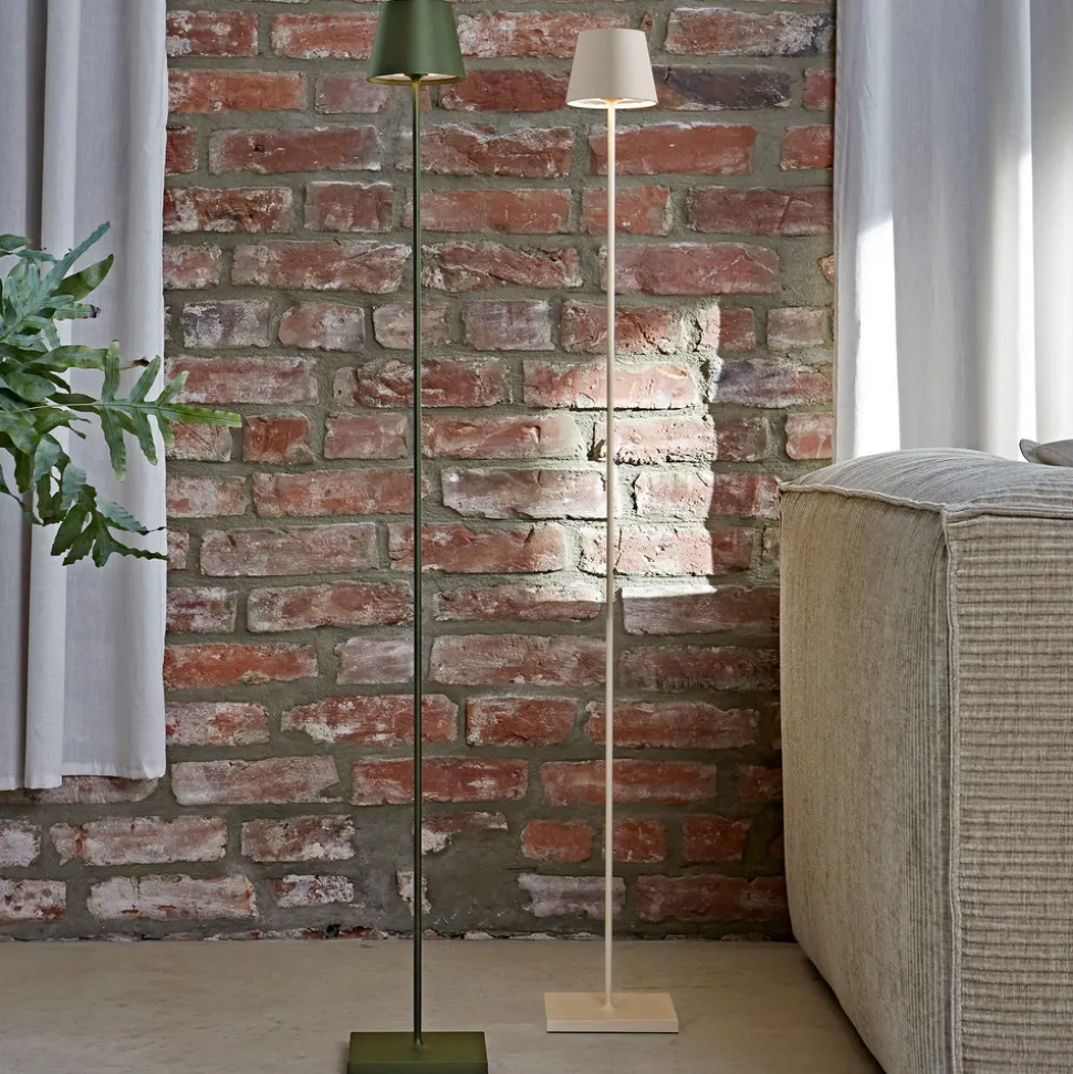 LED-gulvlampe Nuindie IP54 120 cm rund USB-C dune beige