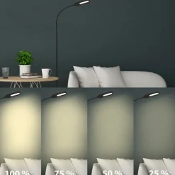 LED-gulvlampe Office Step, dæmpbar, sort