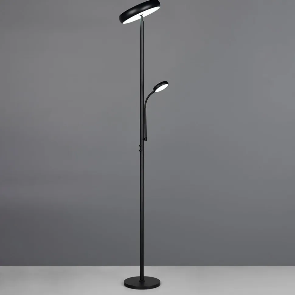 LED-gulvlampe Palermo, sort mat, fjernbetjening, hukommelse