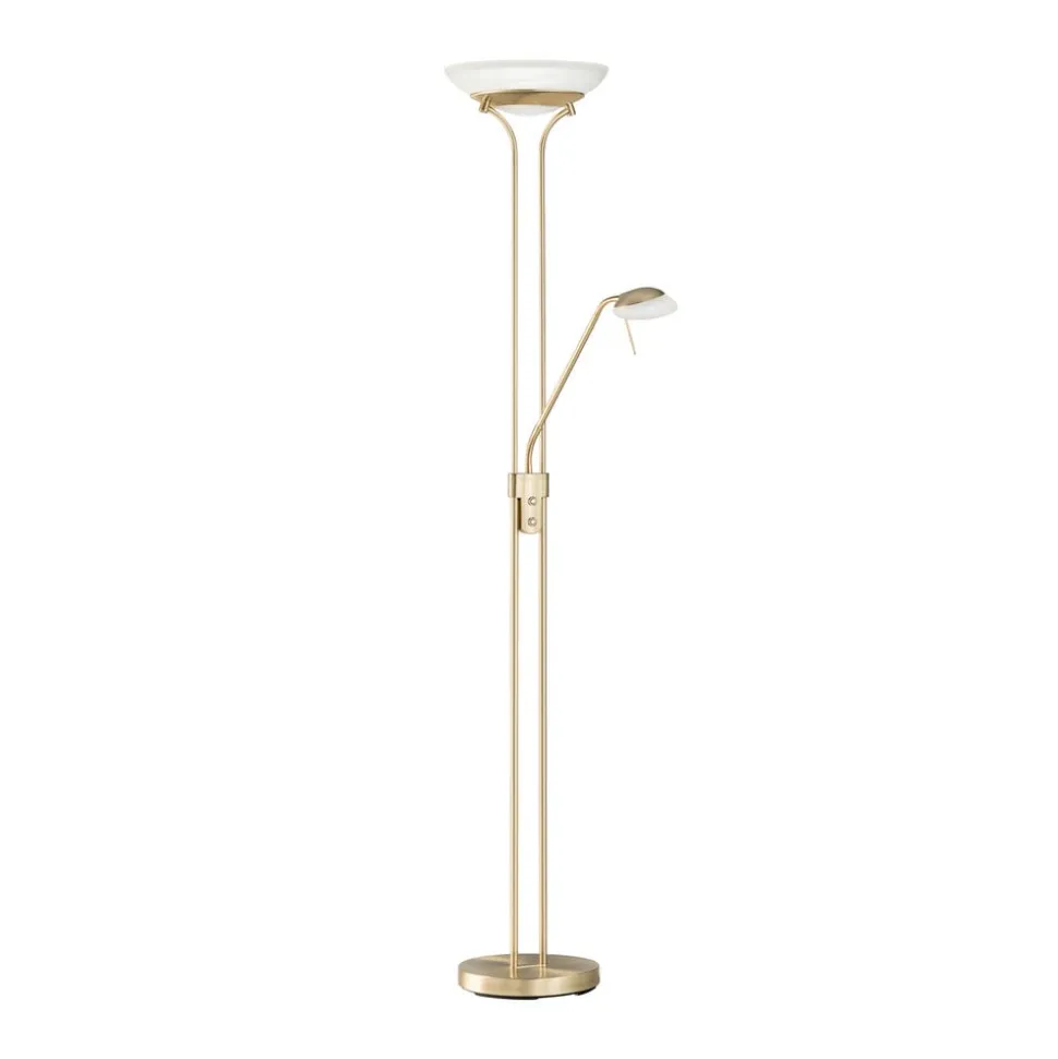 LED-gulvlampe Pool, messingfarvet, højde 182 cm, 2 lyskilder.