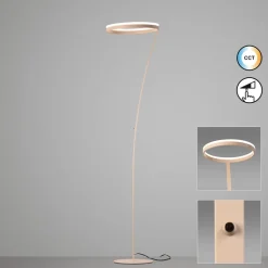 LED-gulvlampe Sirko, sandfarvet, højde 177 cm, metal, CCT
