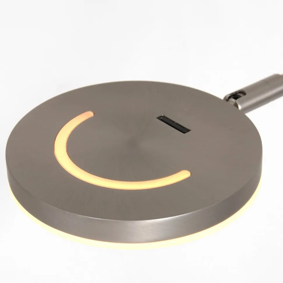 LED-gulvlampe Soleil, stålfarvet, metal, dæmper