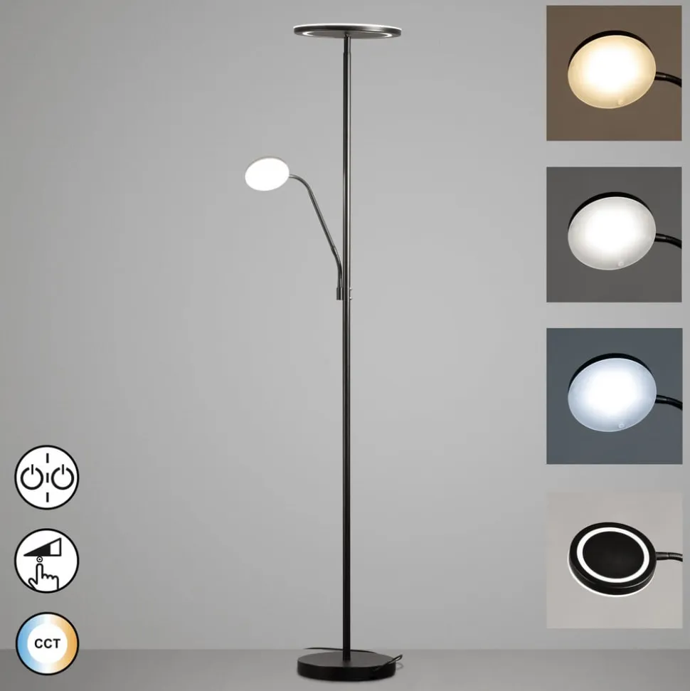 LED-gulvlampe Sorento, sandfarvet, højde 182 cm, læselampe