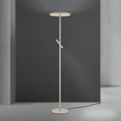 LED-gulvlampe Teide, khaki, metal, læselampe, dæmper