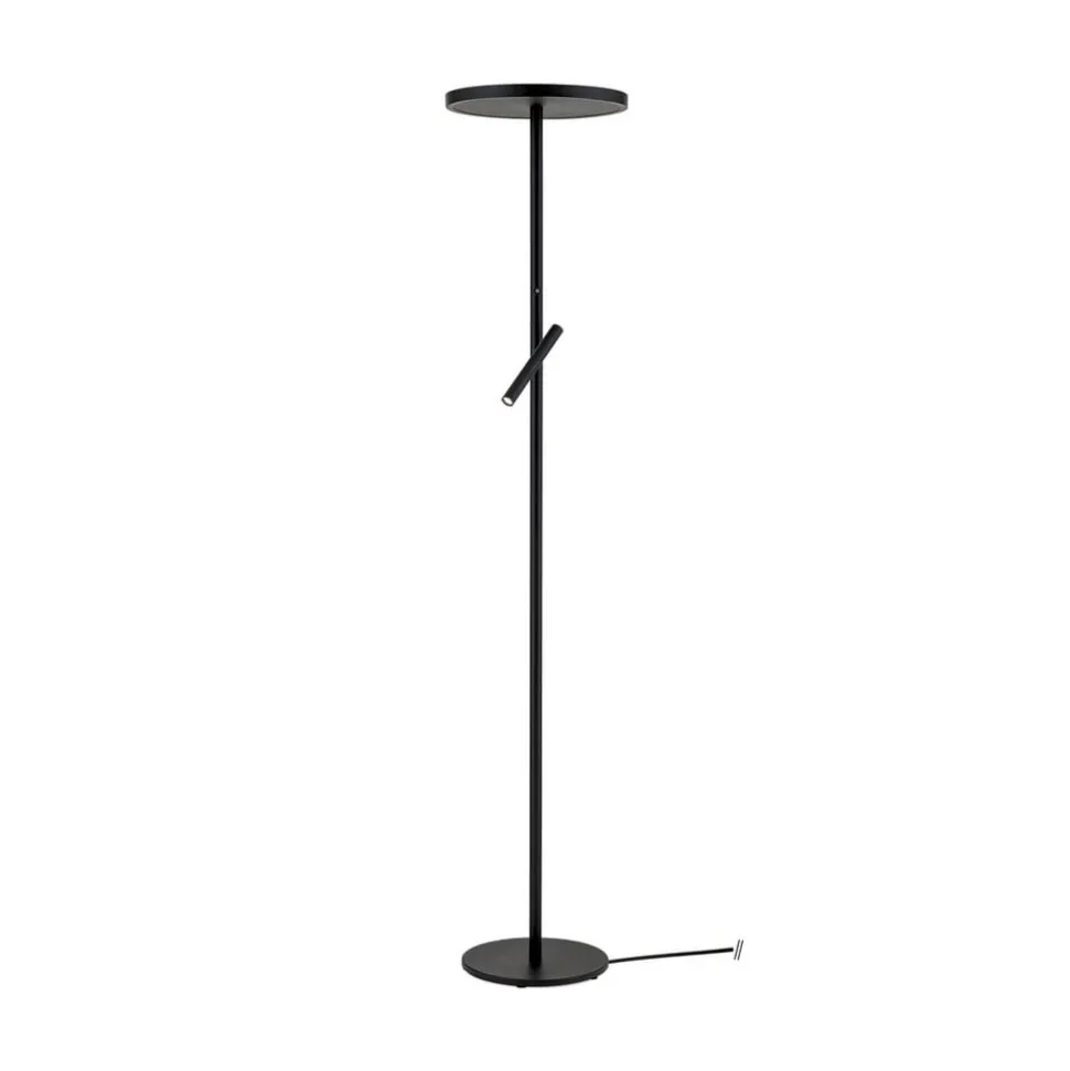 LED-gulvlampe Teide, sort, metal, læselampe, dæmper