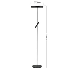LED-gulvlampe Teide, sort, metal, læselampe, dæmper