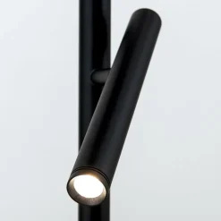 LED-gulvlampe Teide, sort, metal, læselampe, dæmper