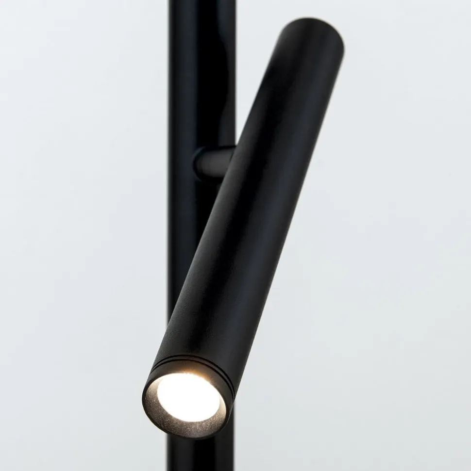LED-gulvlampe Teide, sort, metal, læselampe, dæmper