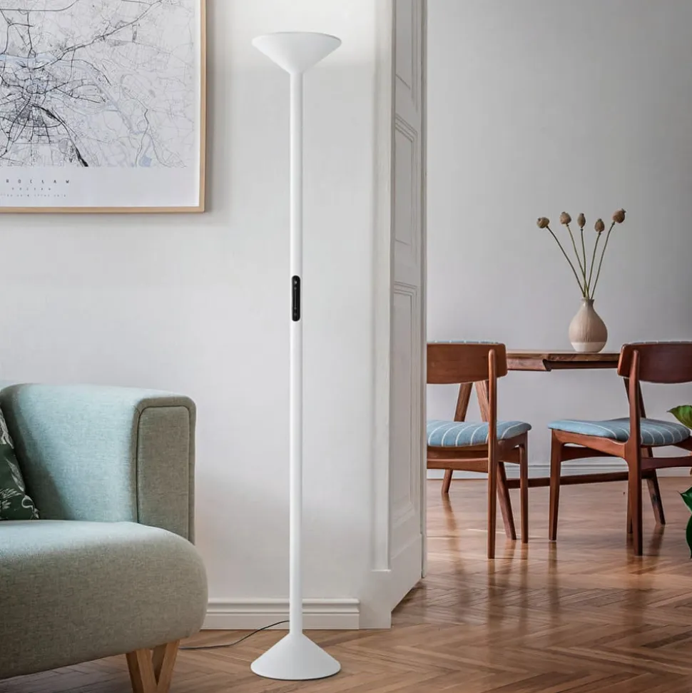 LED-gulvlampe Tratto, hvid, metal, CCT, dæmpbar