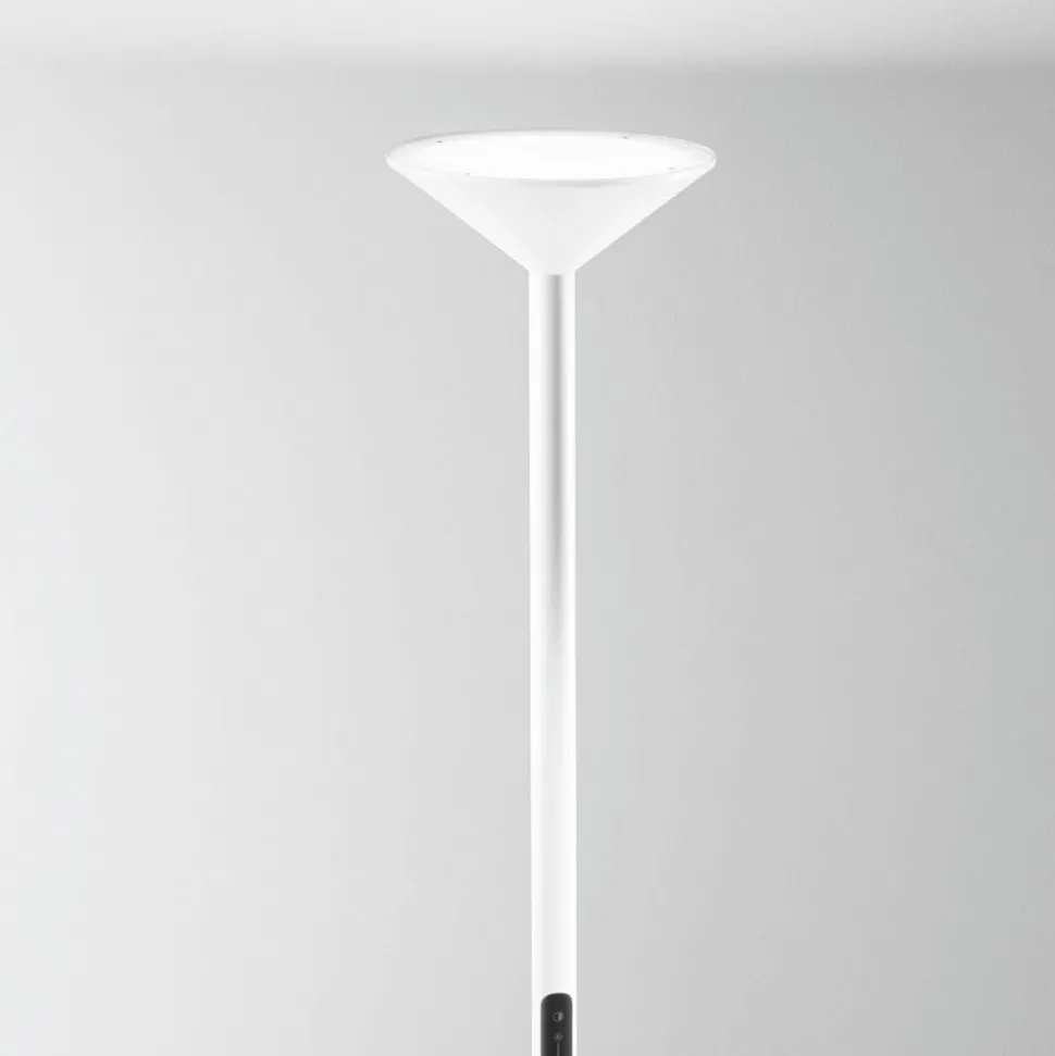 LED-gulvlampe Tratto, hvid, metal, CCT, dæmpbar