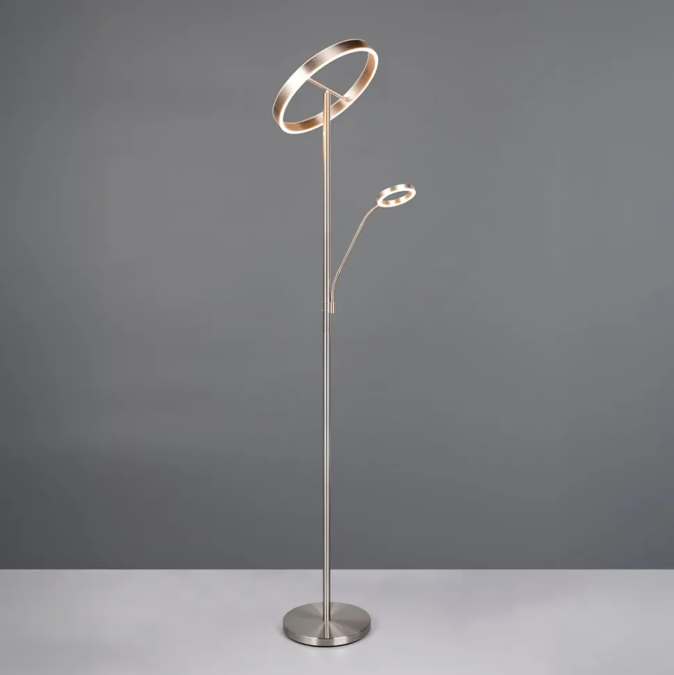 LED-gulvlampe Willis, nikkel, højde 180 cm, metal CCT-dæmper