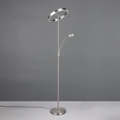 LED-gulvlampe Willis, nikkel, højde 180 cm, metal CCT-dæmper