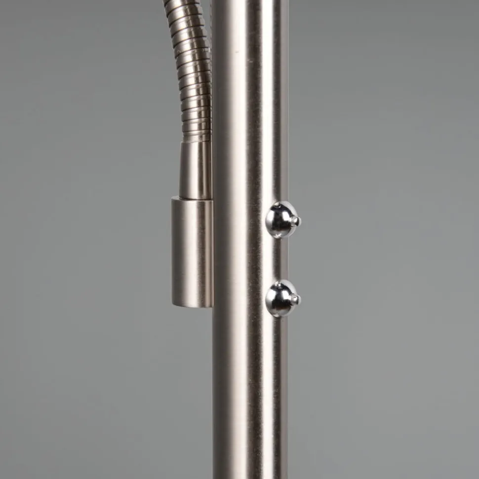 LED-gulvlampe Willis, nikkel, højde 180 cm, metal CCT-dæmper
