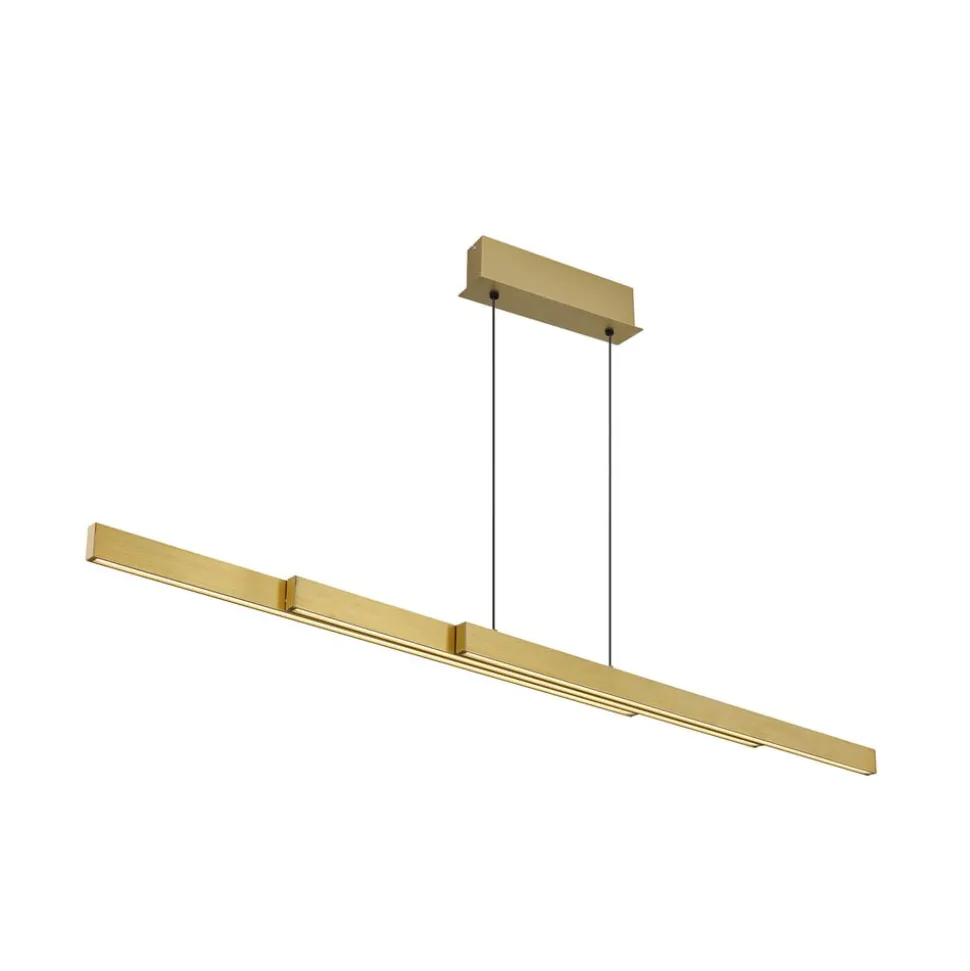 LED-hængelampe Ethan, messingfarvet, 150 cm, udtrækkelig