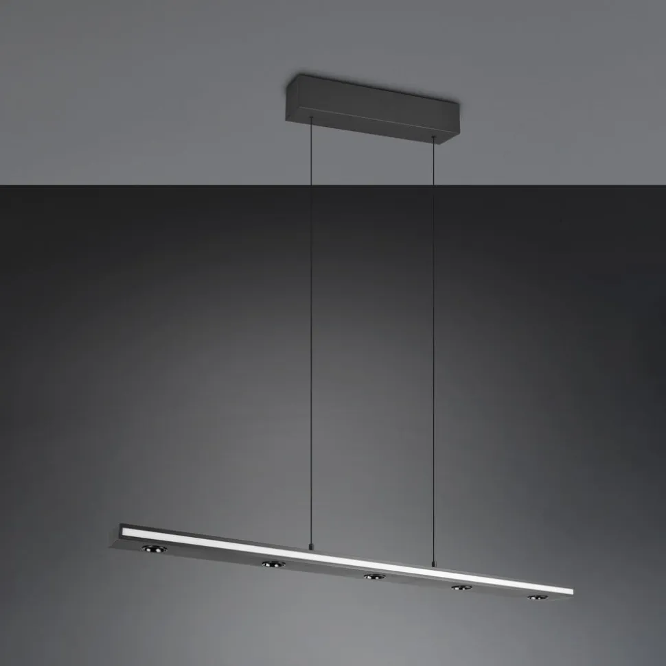 LED-hængelampe Graham, sort, metal, op/ned, CCT, dæmper