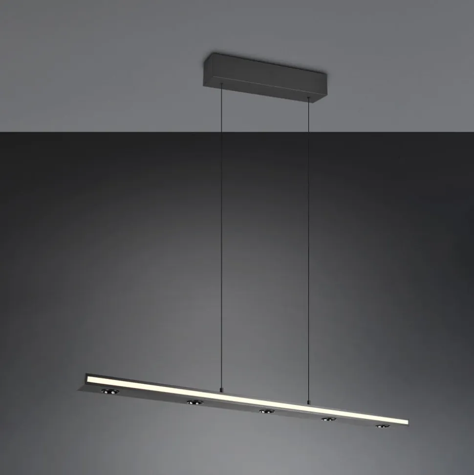 LED-hængelampe Graham, sort, metal, op/ned, CCT, dæmper