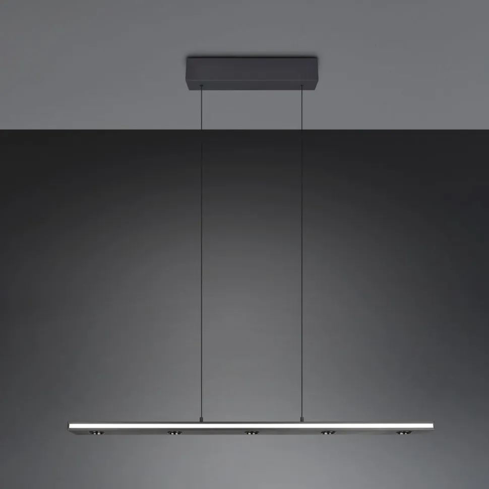 LED-hængelampe Graham, sort, metal, op/ned, CCT, dæmper
