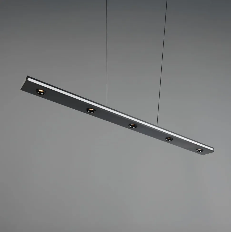 LED-hængelampe Graham, sort, metal, op/ned, CCT, dæmper