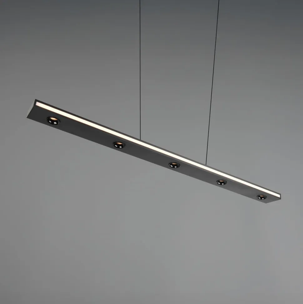 LED-hængelampe Graham, sort, metal, op/ned, CCT, dæmper