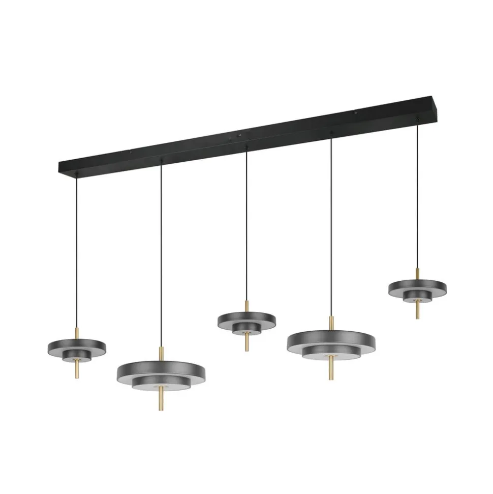 LED-hængelampe Keaton, sort/guldfarvet 140 cm CCT, 5 lyskilder