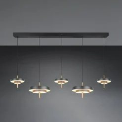 LED-hængelampe Keaton, sort/guldfarvet 140 cm CCT, 5 lyskilder