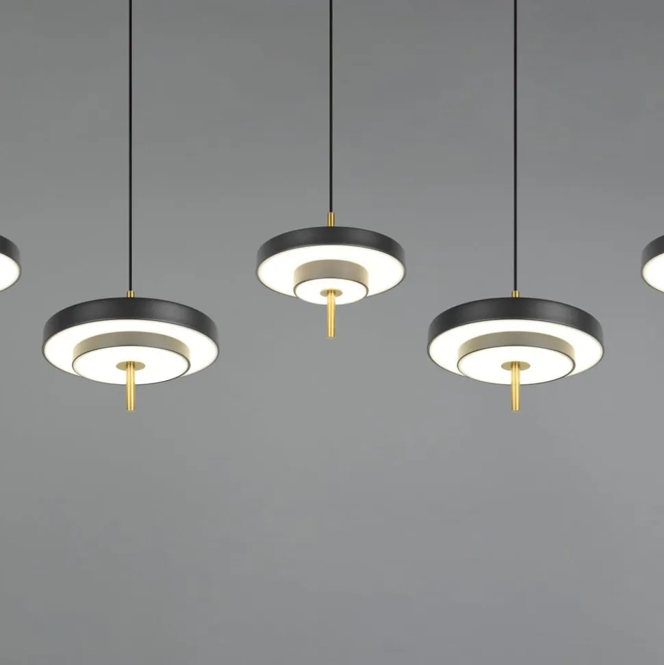 LED-hængelampe Keaton, sort/guldfarvet 140 cm CCT, 5 lyskilder