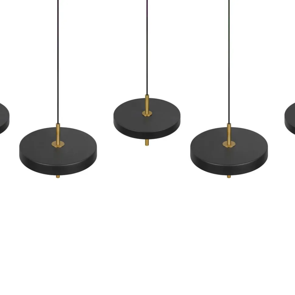 LED-hængelampe Keaton, sort/guldfarvet 140 cm CCT, 5 lyskilder