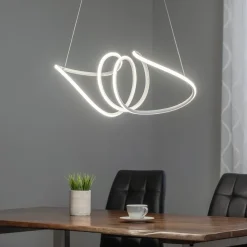 LED-hængelampe Loca, plast, hvid, 56 W, længde 70 cm