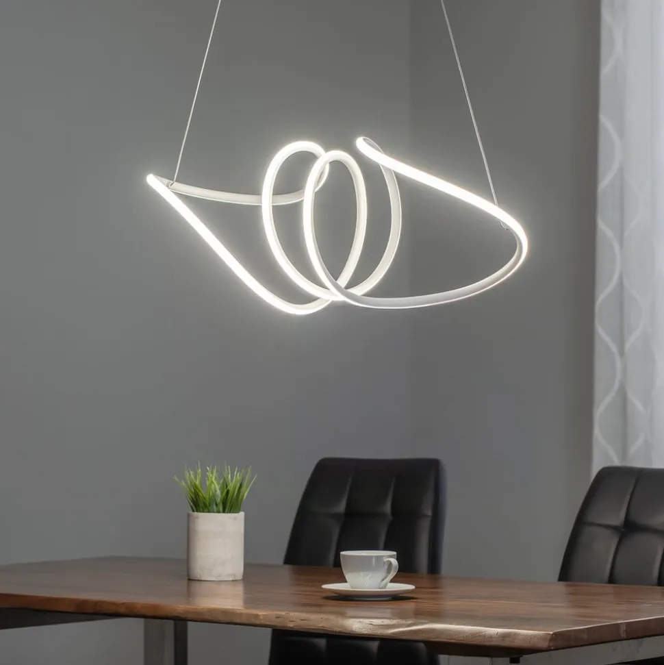 LED-hængelampe Loca, plast, hvid, 56 W, længde 70 cm