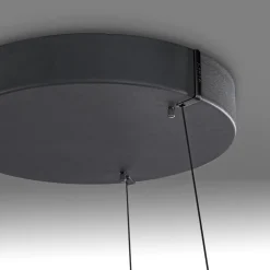 LED-hængelampe PURE E-Loop, eg/sort perle, Ø 70 cm aluminium, CCT