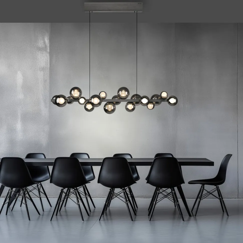 LED-hængelampe PURE E-Popup, platin, glas, CCT, 18-flg.