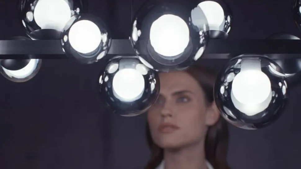 LED-hængelampe PURE E-Popup, platin, glas, CCT, 18-flg.