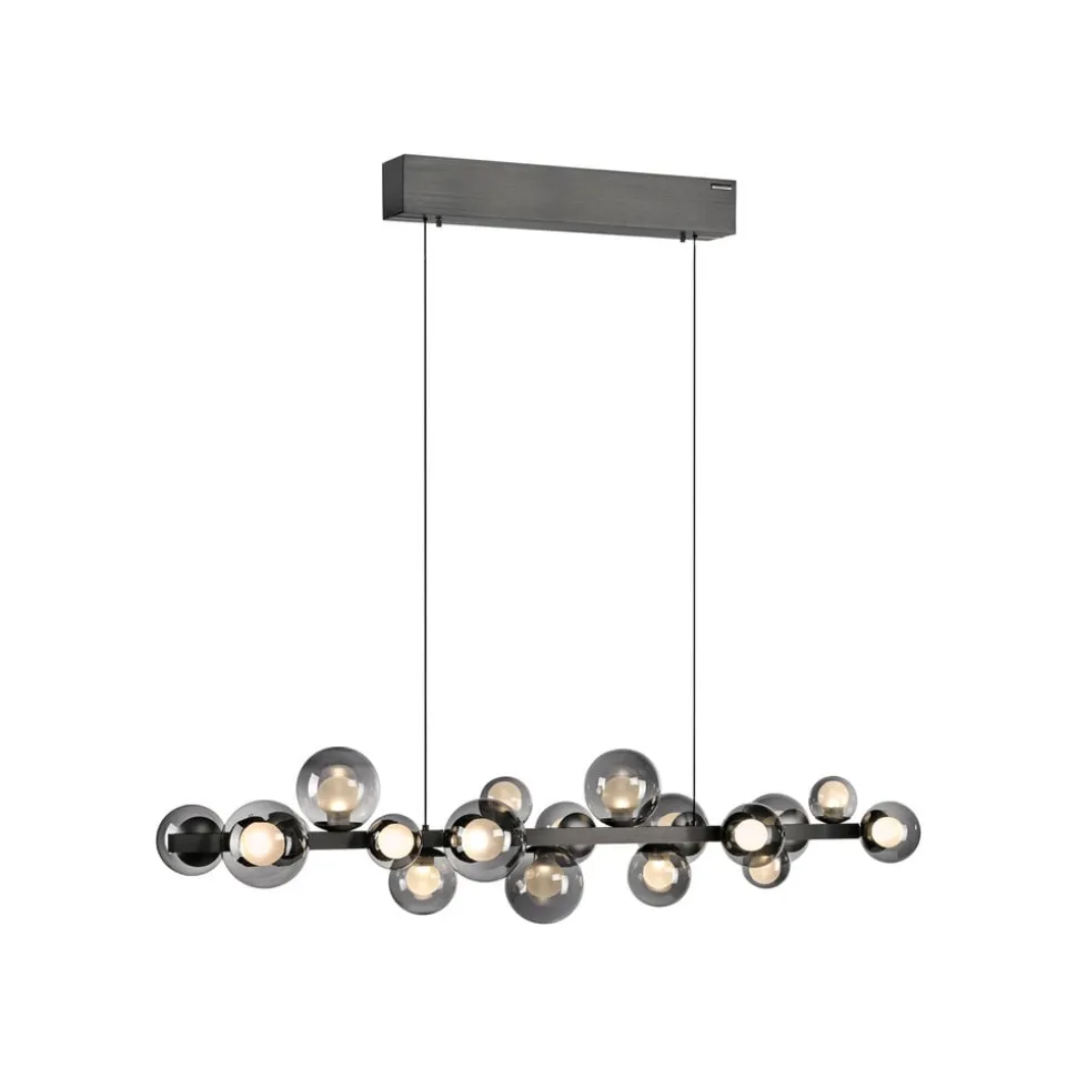 LED-hængelampe PURE E-Popup, platin, glas, CCT, 18-flg.
