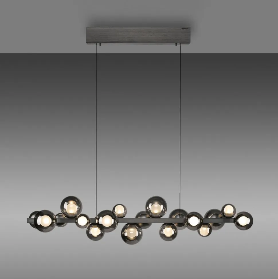 LED-hængelampe PURE E-Popup, platin, glas, CCT, 18-flg.