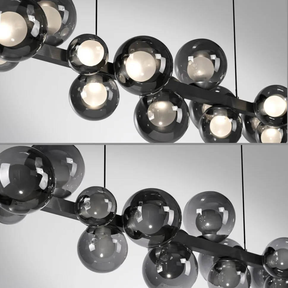 LED-hængelampe PURE E-Popup, platin, glas, CCT, 18-flg.