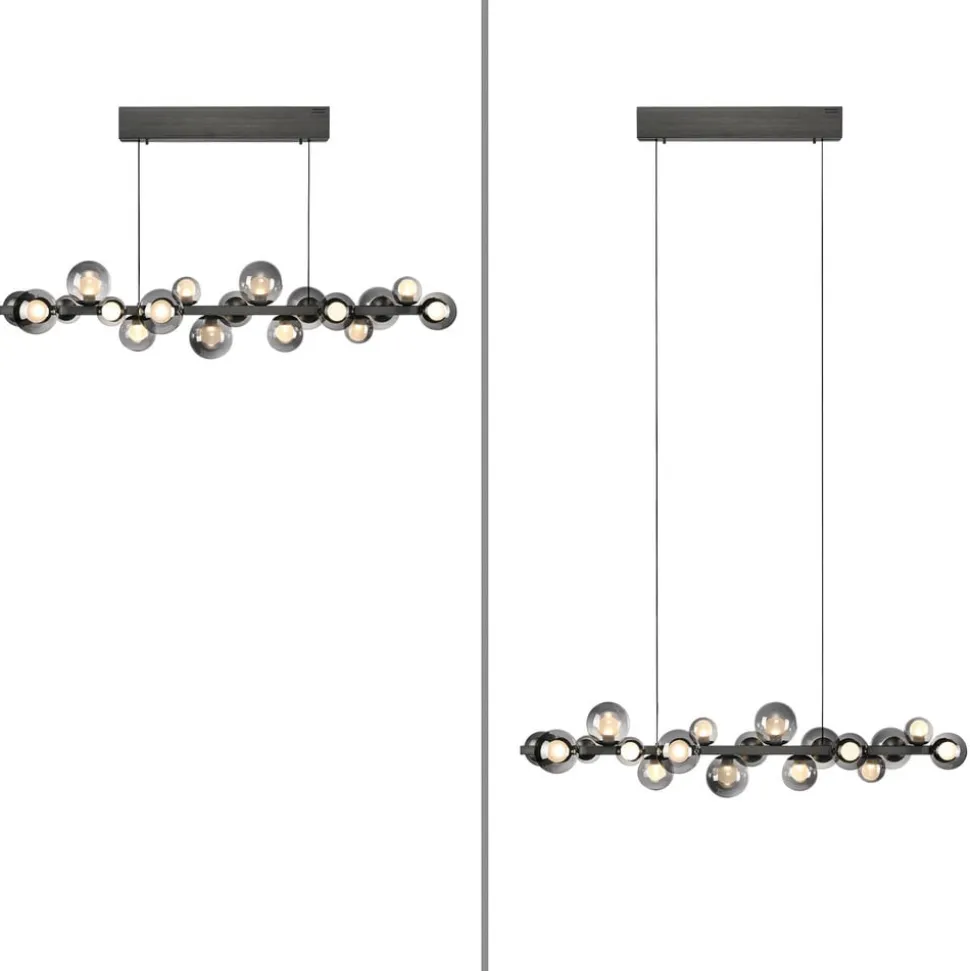 LED-hængelampe PURE E-Popup, platin, glas, CCT, 18-flg.