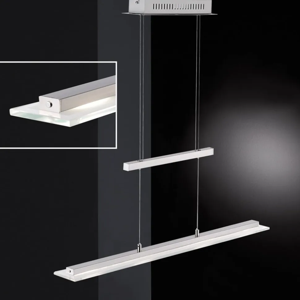 LED-hængelampe Tenso, nikkel, 64 cm, metal, CCT, dæmper