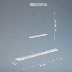 LED-hængelampe Tenso, nikkel, 64 cm, metal, CCT, dæmper
