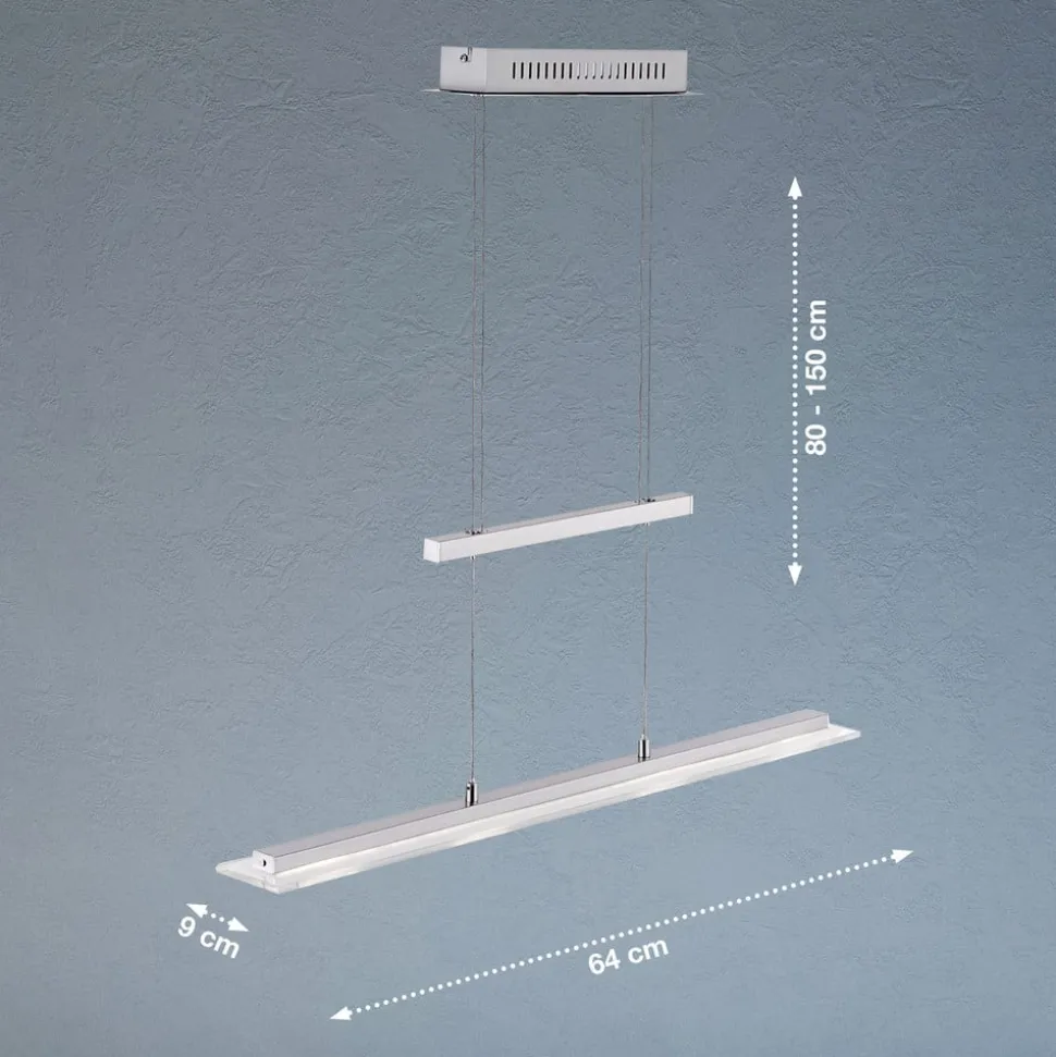 LED-hængelampe Tenso, nikkel, 64 cm, metal, CCT, dæmper