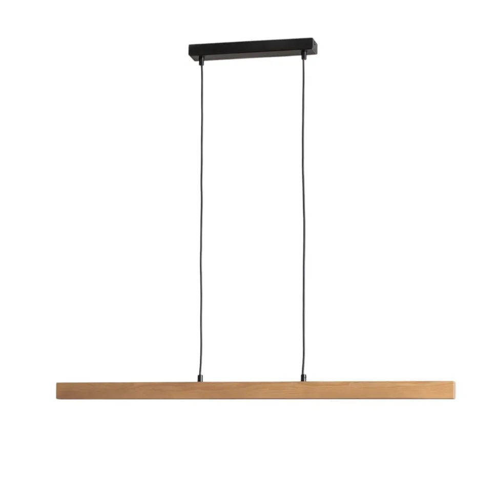 LED-hængelampe Teo, fyrretræ, længde 96 cm, træ, bjælkeform