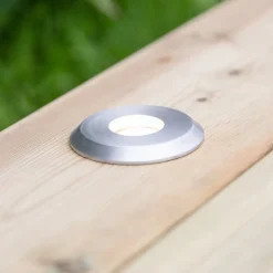 LED-indbygningslampe Garden 24 Decklight, sølv, lys ovenfra, 3W