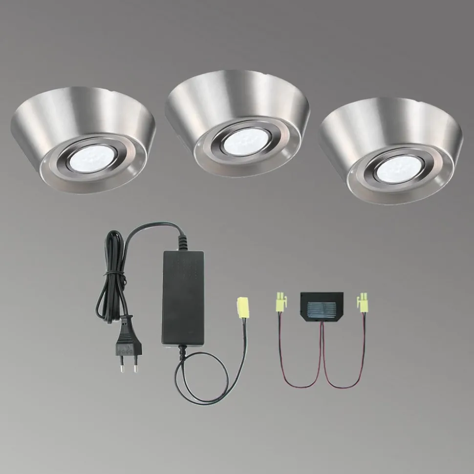 LED-indbygningslampe PAL CF, 12 cm Ø i sæt af 3