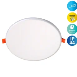 LED-indbygningslampe Suma, Ø 21,5 cm, hvid, dæmpbar, IP44